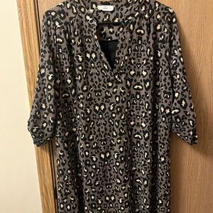 Entro Leopard Print Blouse - Brown and Black